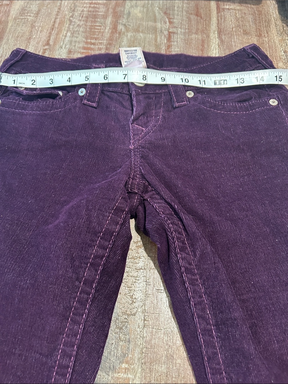 True Religion Plum Purple Low Rise Flap Flare Corduroys - Picture 3 of 12
